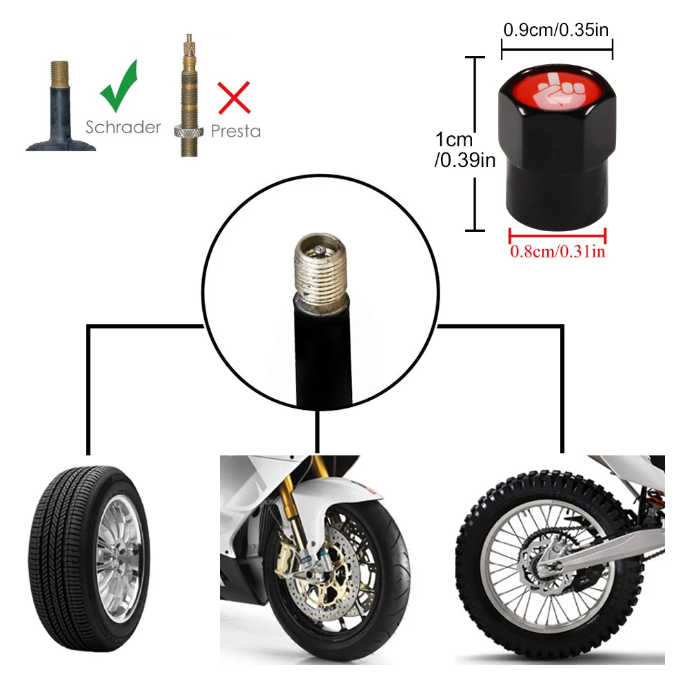 AUTCOAT 4Pcs/Set Tire Stem Valve Caps, with O Rubber Ring Universal Stem Covers for Cars SUVs Bike Bicycle Trucks Motorcycles