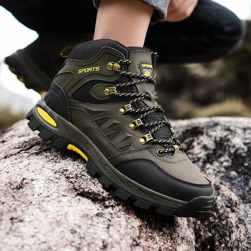 New Men\'s Hiking Shoes women Mountain Climbing Sneaker Wear-resistant Trekking Walking Sneakers winter plush Fashion Couple Shoe