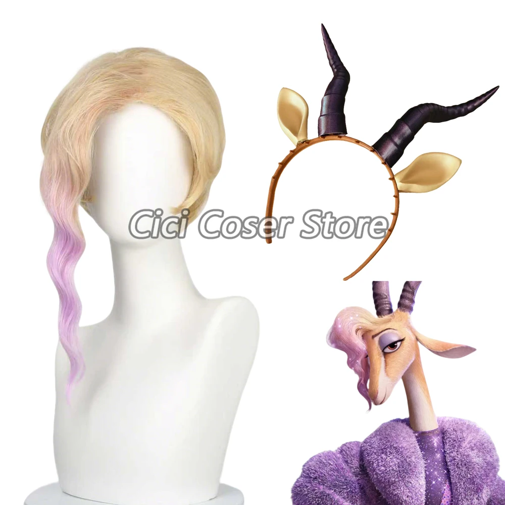 Zoo 2 Singer Gazelle Cosplay Wig and Horns Headwear For Girls Women Halloween Party Performance Role Play Heat Resistant Wigs