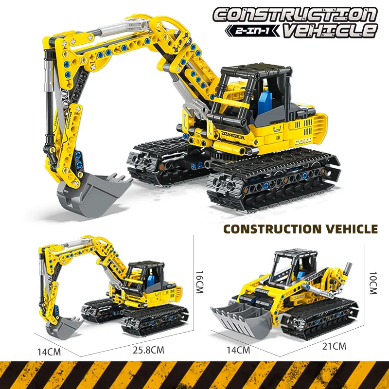 Boy puzzle assembly toy crane building block engineering vehicle excavator bulldozer model mechanical group