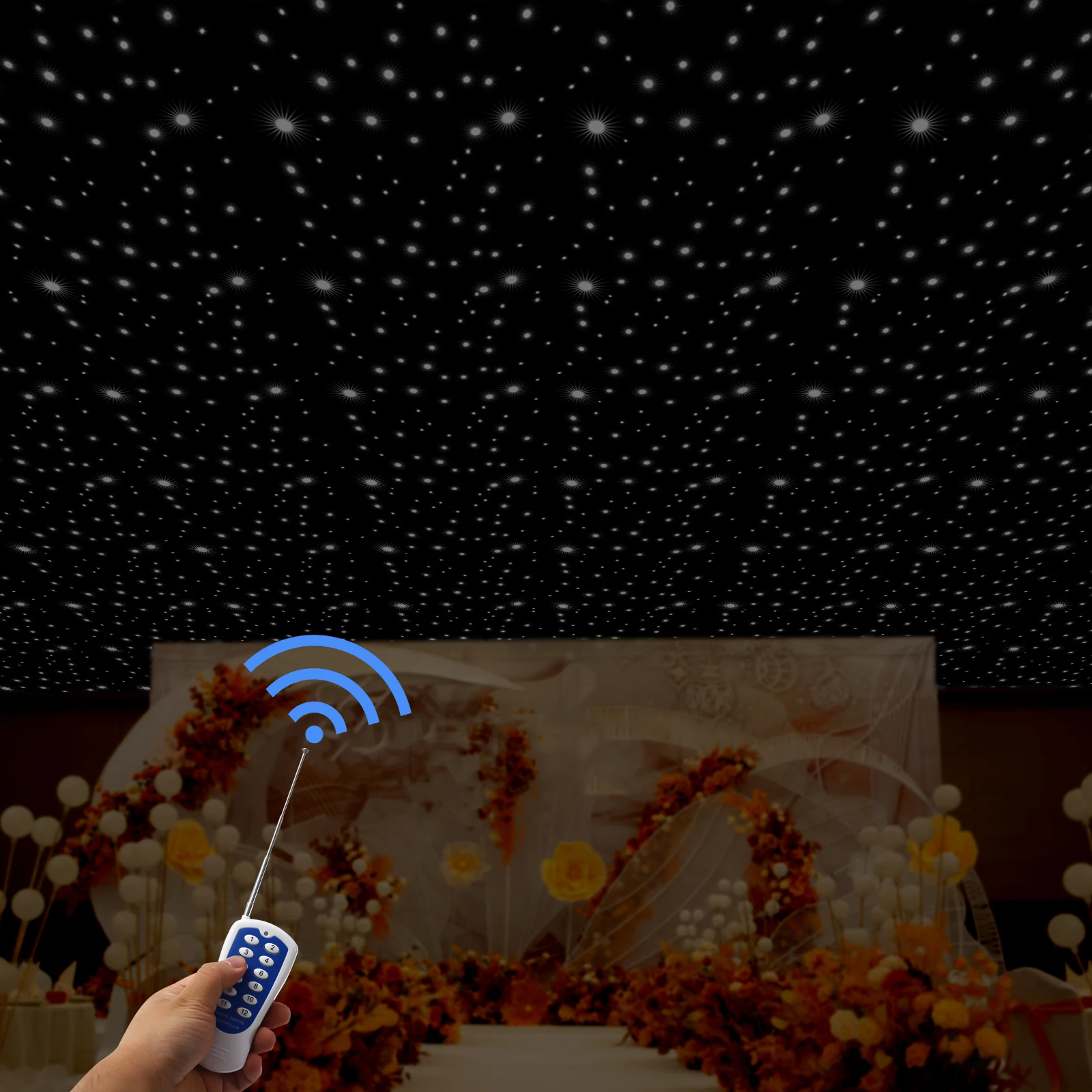 خلفية نجمة المرحلة LED سوداء (قابس قياسي أمريكي) - تثبيت LED لاصق تذوب بالحرارة وفتحات تبديد الحرارة، لحفلات الزفاف/الحفلات/المراحل #5