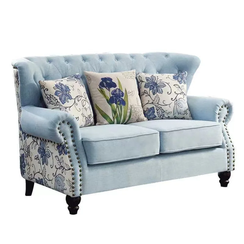 

American sofa fabric small apartment combination modern pastoral, Mediterranean style living room simple bedroom small sofa