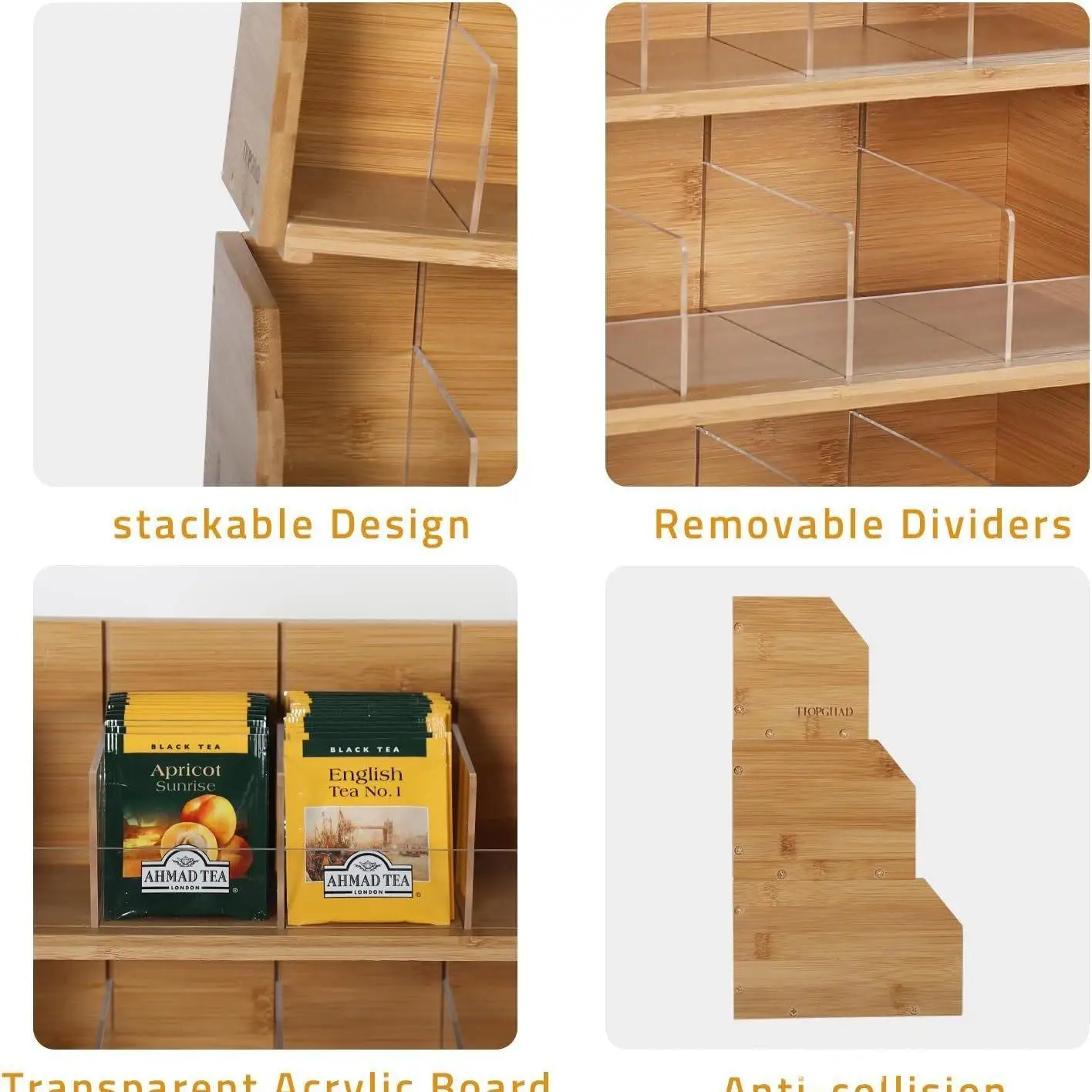 Bamboo Tea Bag Storage Box Three-layer Coffee Bag Display Rack Coffee Station Tea Room Capsule Coffee Storage Box Organizer view 4
