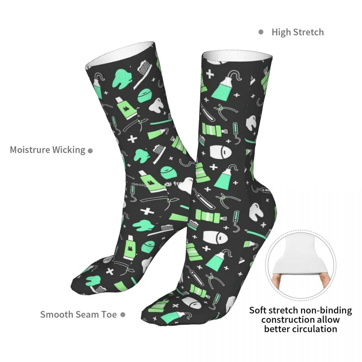 Funny Download Dentist Pattern For Free Woman Socks 2022 Men Sports Sock