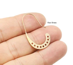 10pc Earring Posts, Earring Hooks, Dangling Earrings Making, Raw Brass Ear Wire, 33x20mm, Jewelry Supplies -R2833