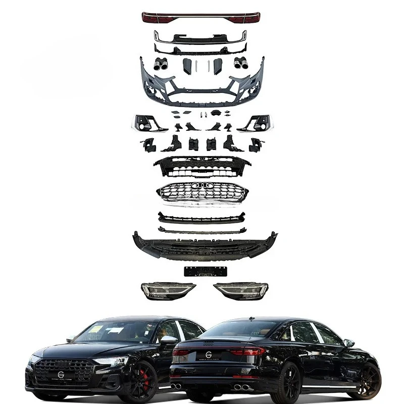A8 D5 to D5PA S8 Bodykit for 18-22 Audi A8 D5 Facelift D5PA S8 Car Bumpers PP Rear Lip A8 Headlight Taillight Upgrade