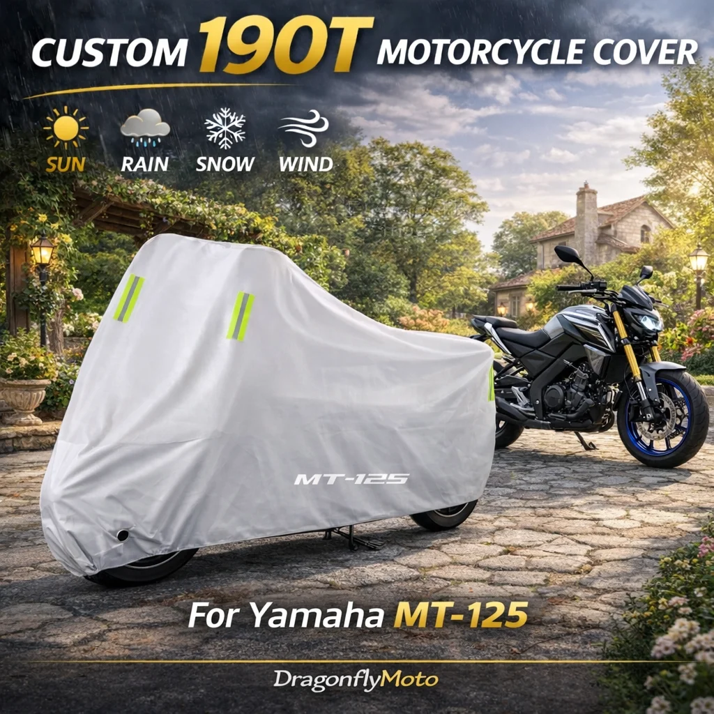 

For Yamaha MT-125 MT125 MT 125 2015-2021 Motorcycle Cover Silver Waterproof UV Rain Dust Sun Outdoor Indoor Protector