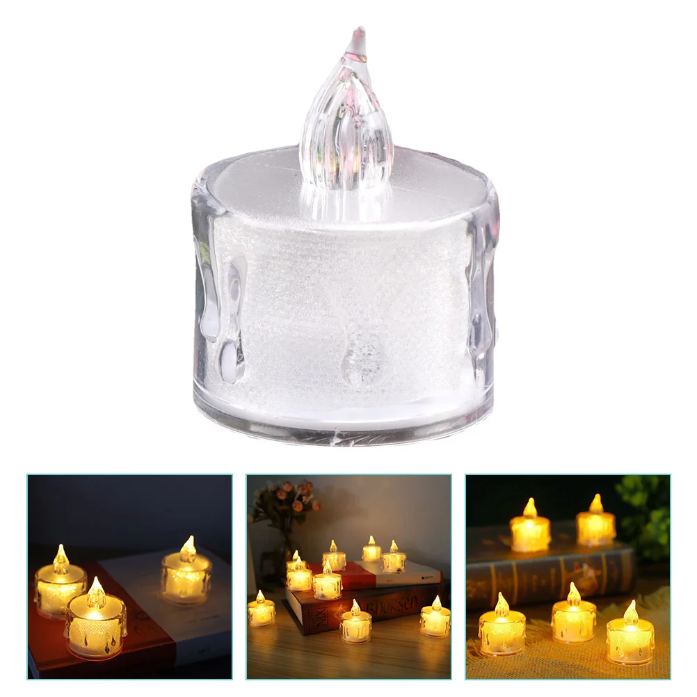 

12 Pcs LED Light Tea Flameless Tealights Flashing Candles Electric Transparent