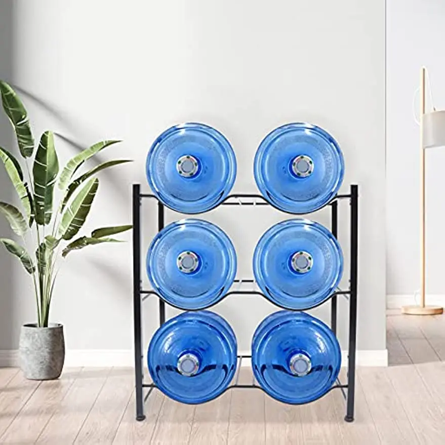 

3-Tier Water Jug Rack Organizer Heavy Duty 6 Water Bottle Storage Rack Detachable, 5 Gallon Water Jug Holder