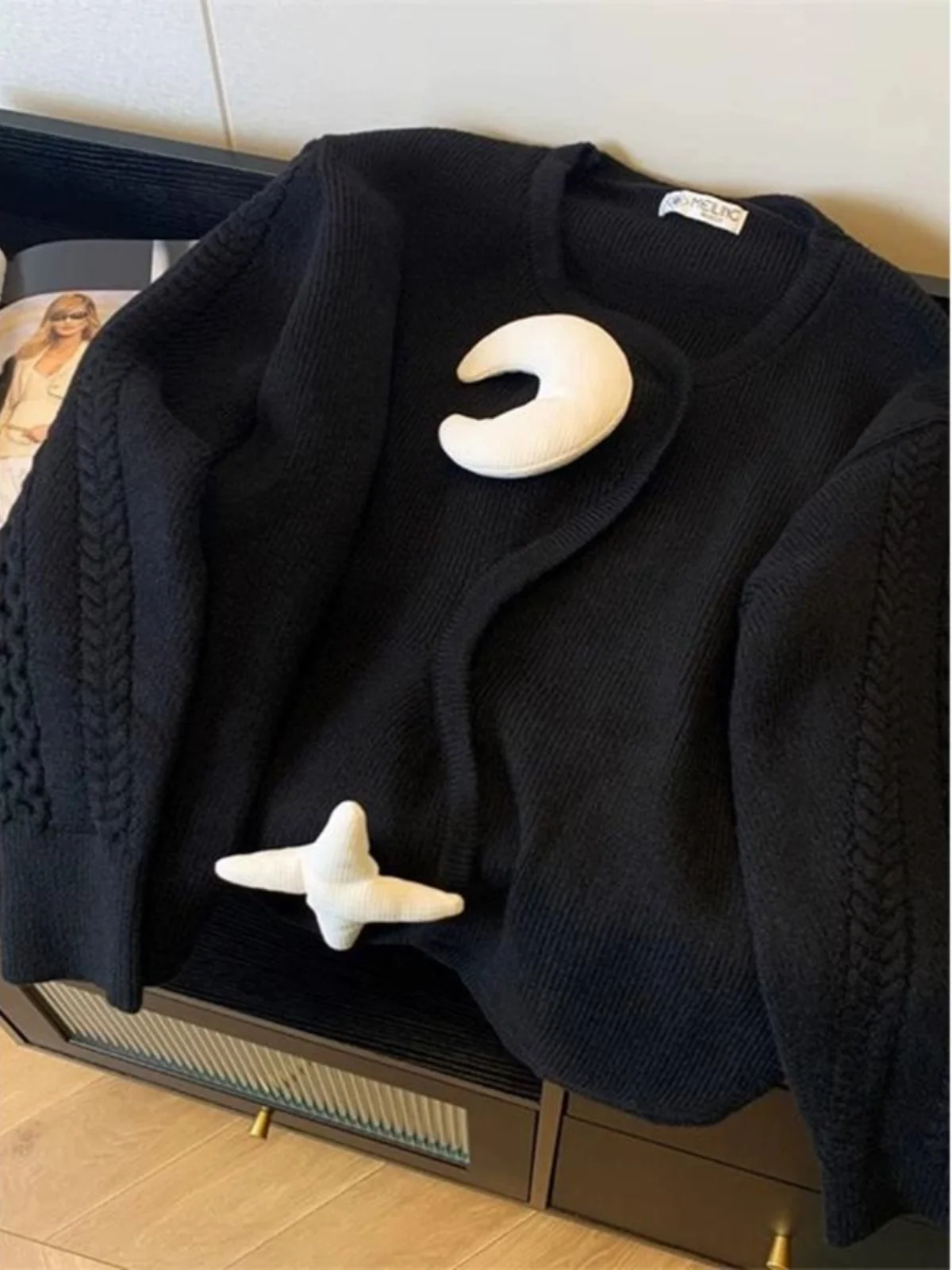 

Ele Knitted Open Cardigan Sweater Women's Faion Spring 2024 New Sle Beautiful Fraance Sle Chic Top Quali Polyes...