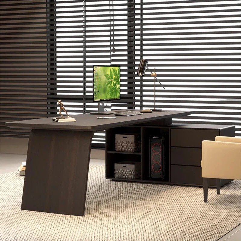 

Lshaped Wooden Office Desk Modern Computer Standing Office Desk Gaming Luxury Conference Mesas Escritorio Commercial Furniture