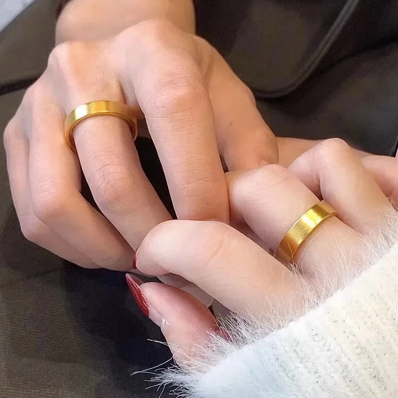 Classic Stainless Steel Gold Firm Love Ring For Women Men 18K Couple Wedding Party Birthday Christmas Gift Minimalist Jewelry