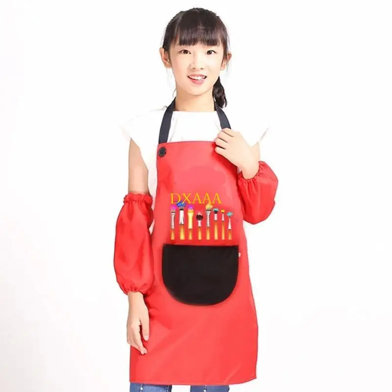 DXAA Childrens Painting Apron with Front Pocket Kid Craft Apron Toddler Cooking Apron - view 5