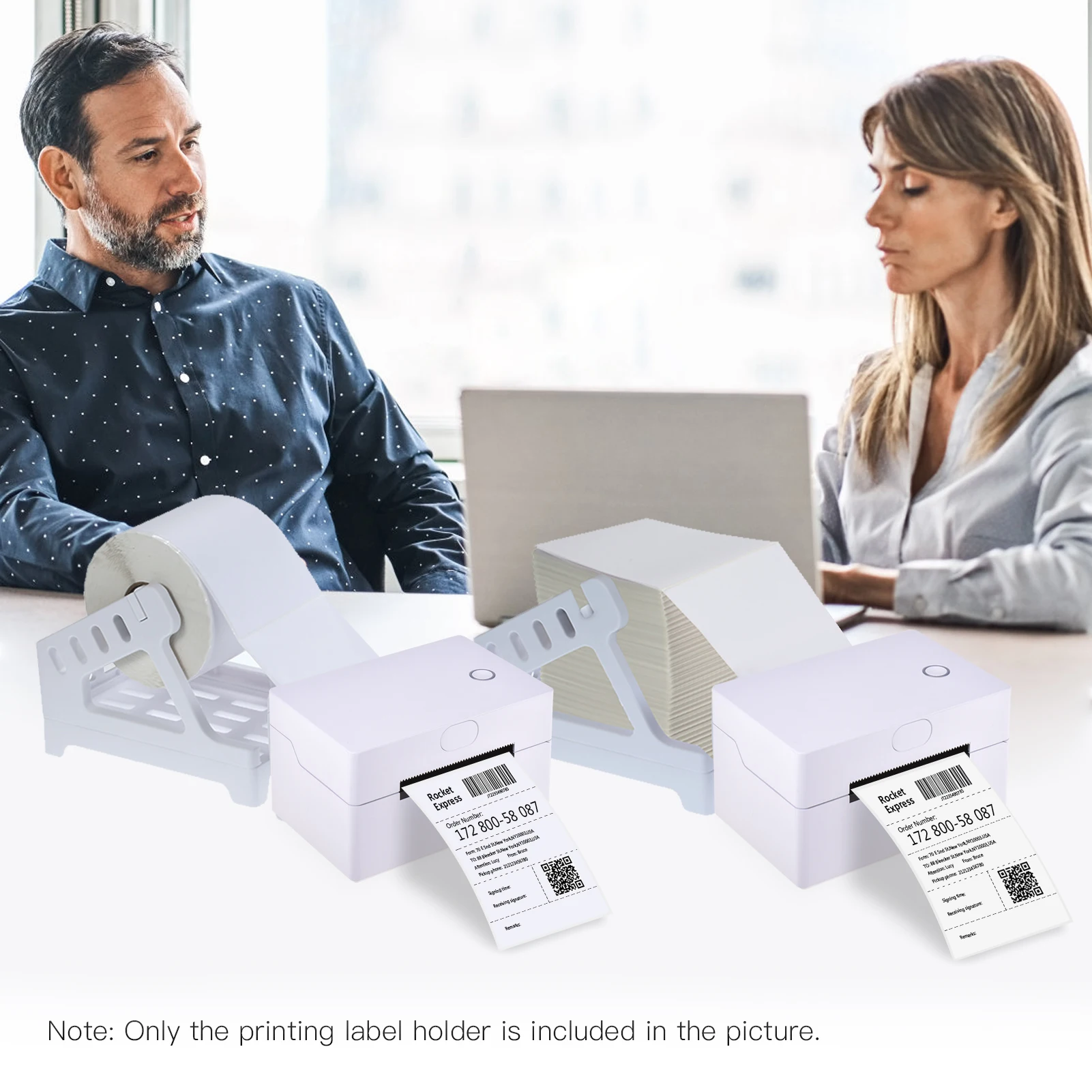 Label Holder Thermal Label Holder for Rolls and Fanfold Labels Compatible with Thermal Printer Desktop Label Printer Withe