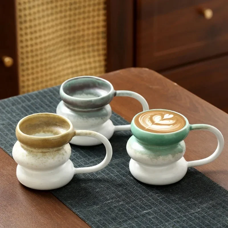 230ml Irregular Ceramic Cup Creative Shaped Cold Drink Milk Tea Mugs Splicing Color Design Home Coarse Pottery Juice Cup Mug