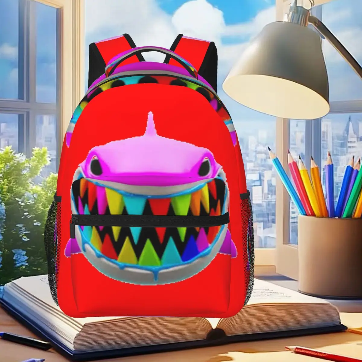 

Радужный тролль Акула (красный) Студенческий рюкзак Школьная сумка Походный дорожный рюкзак для мальчиков и девочек Модная сумка для книг Сумки на плечо