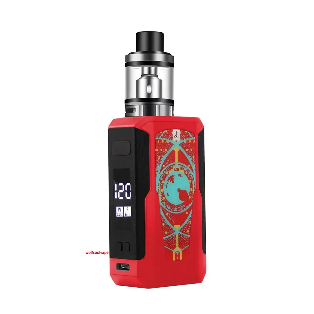 Wolf Coolvape Electronic Cigarettes Vape 120W Box Mod Kit 1800mah OLED Screen E Cigarette Vaporizer kit 2.5ml Atomizer Tank
