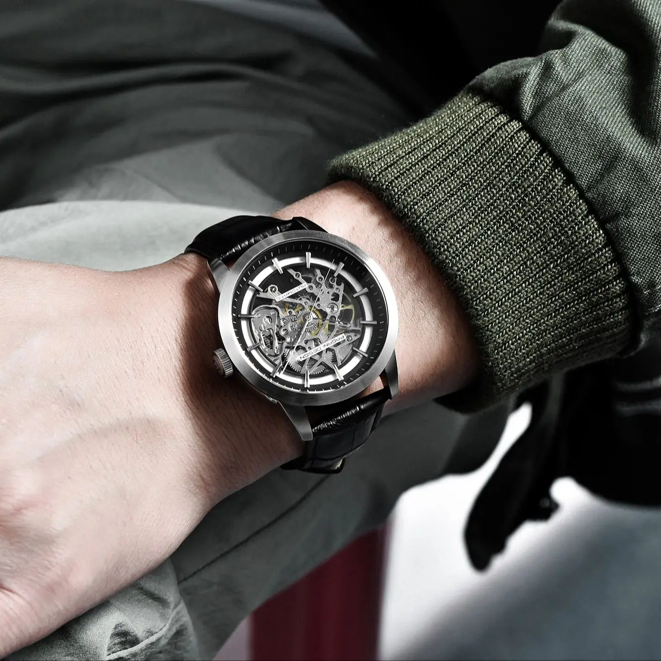 Pagani Design PD-1638 Men's Automatic Mechanical Watch Luminous High-Strength Mineral Glass Waterproof Sports Wristwatch Hollow view 5