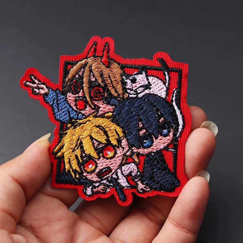 Cartoon Chainsaw Man Anime 11.5x11cm Patches Embroidery Applique Ironing Clothing Sewing Supplies Decorative Badges Patch