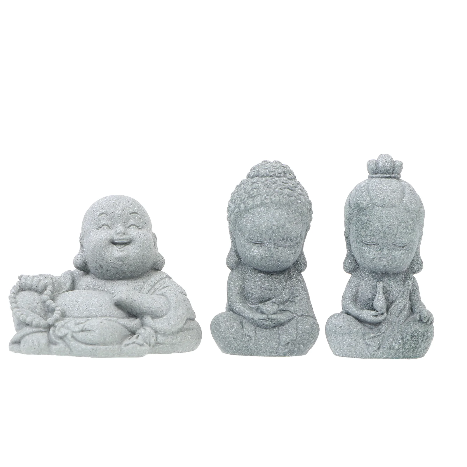 

3 Pcs Buddha Statue Decoration Simulated Ornament Unique Landscape Sandstone Craft Home Desktop
