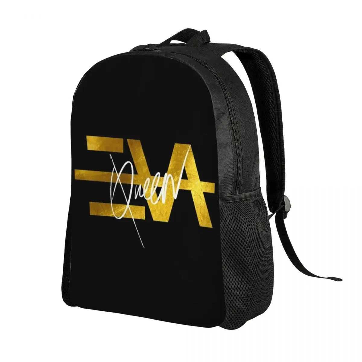 Eva Queen Logo Gold Backpack for Men Women School College Students Bookbag Fits 15 Inch Laptop Bags