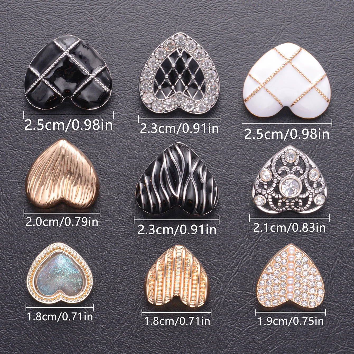 5pcs Mixed Styles Fashion Heart Resin Metal Buttons For Men Women Clothing Decorative Hand Sewing Shank Button DIY Accessories
