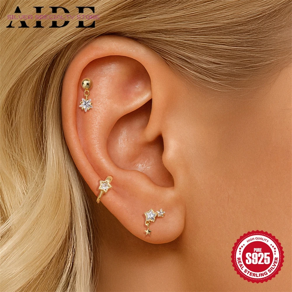 

AIDE стерлингового серебра 925 пробы, пятиконечная звезда, жемчуг, австралийский опал, двойной обруч, цепочка с кисточками для женщин, набор изысканных сережек INS