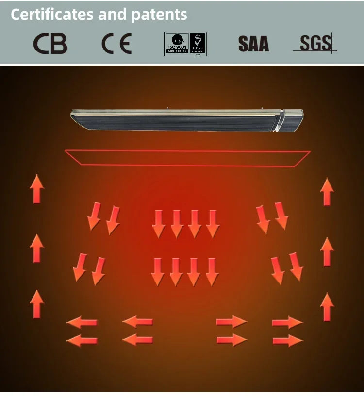 JHheatsup 2400W  IP65 Large industrial infrared heaters portable electric outdoor heater with remote control heater fan