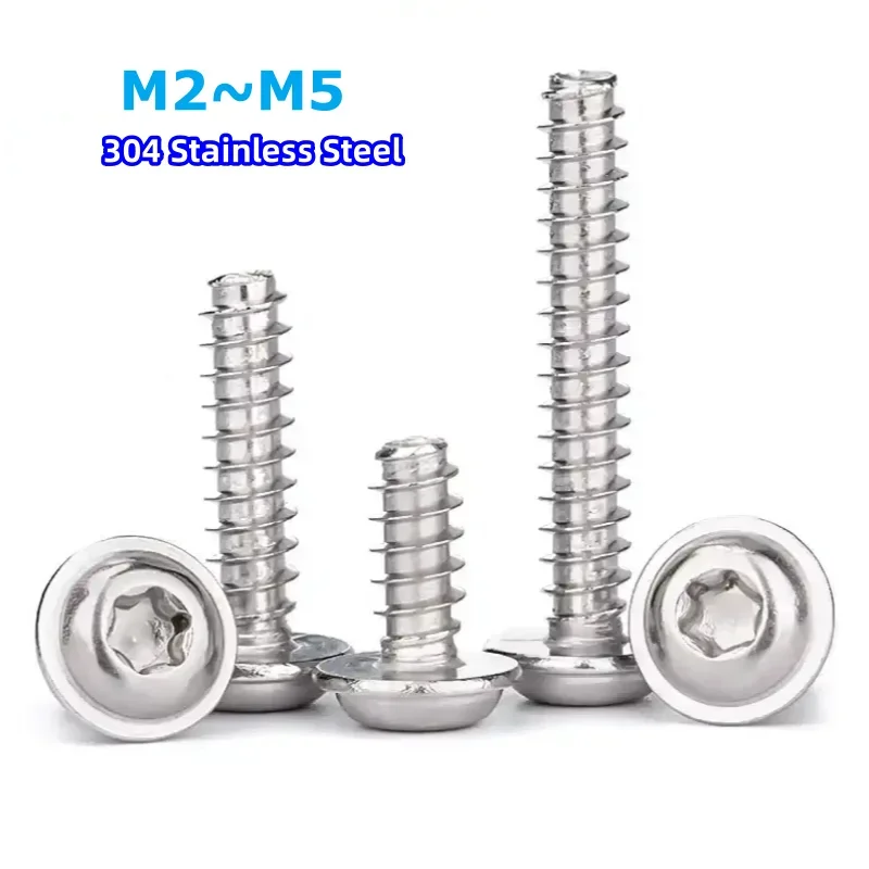 PWB 304 Stainless Steel Pan Head Plus-Blossom Torx with Cushion Self-Tapping Screw Anti-Theft Phone Computer M2-M5