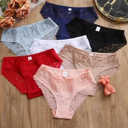 3PCS/Set Women's Panties Sexy Lace Silk Satin Lingerie Soft Comfortable Female Briefs Fashion Sweet Cozy Underpants