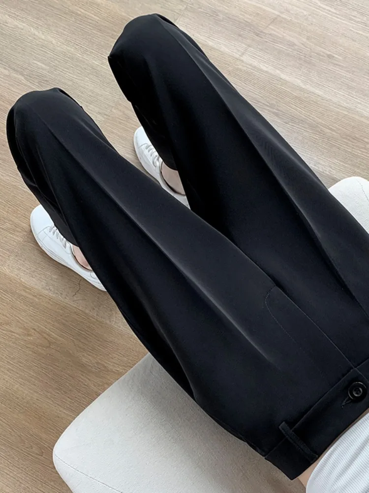 

Женские повседневные брюки больших размеров с высокой талией, прямые, зауженные, летние, новый стиль, для полных женщин, с эффектом драпировки