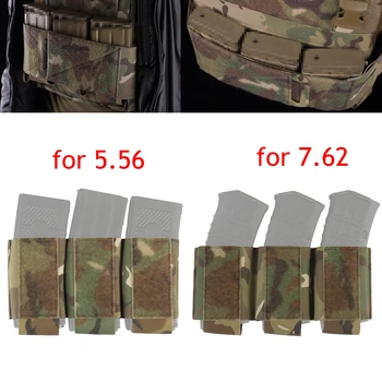 전술 5.56/7.62 MK3/MK4 Chest Rig Magazine Insert Pouch 용 후크 패스너가있는 트리플 매거진 파우치 매거진 홀더