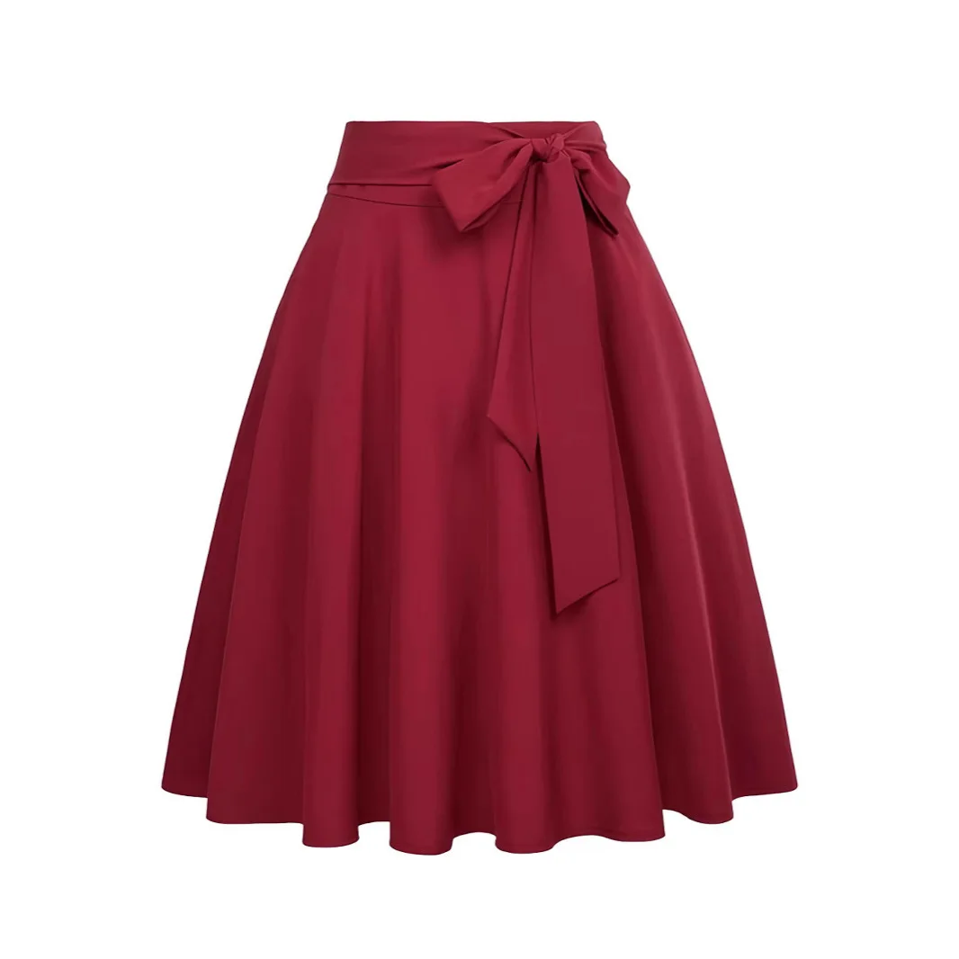 

2026 Summer New Women's Clothing Belt Pleated Casual fashionable and versatile Skirt
