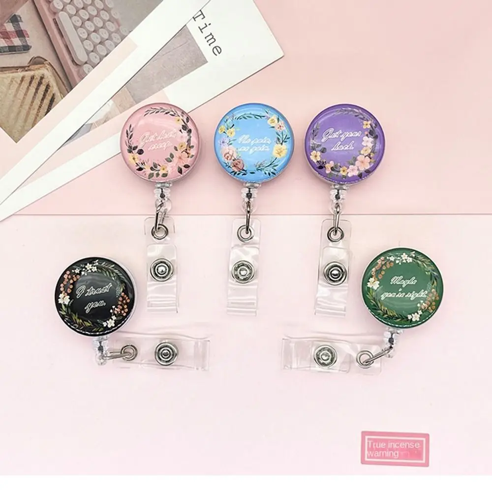 Cute Stretchable Badge Clip Wreath High Resilience Nurse Badge Holder Cartoon Fall-proof Retractable Badge Reel Name Tag