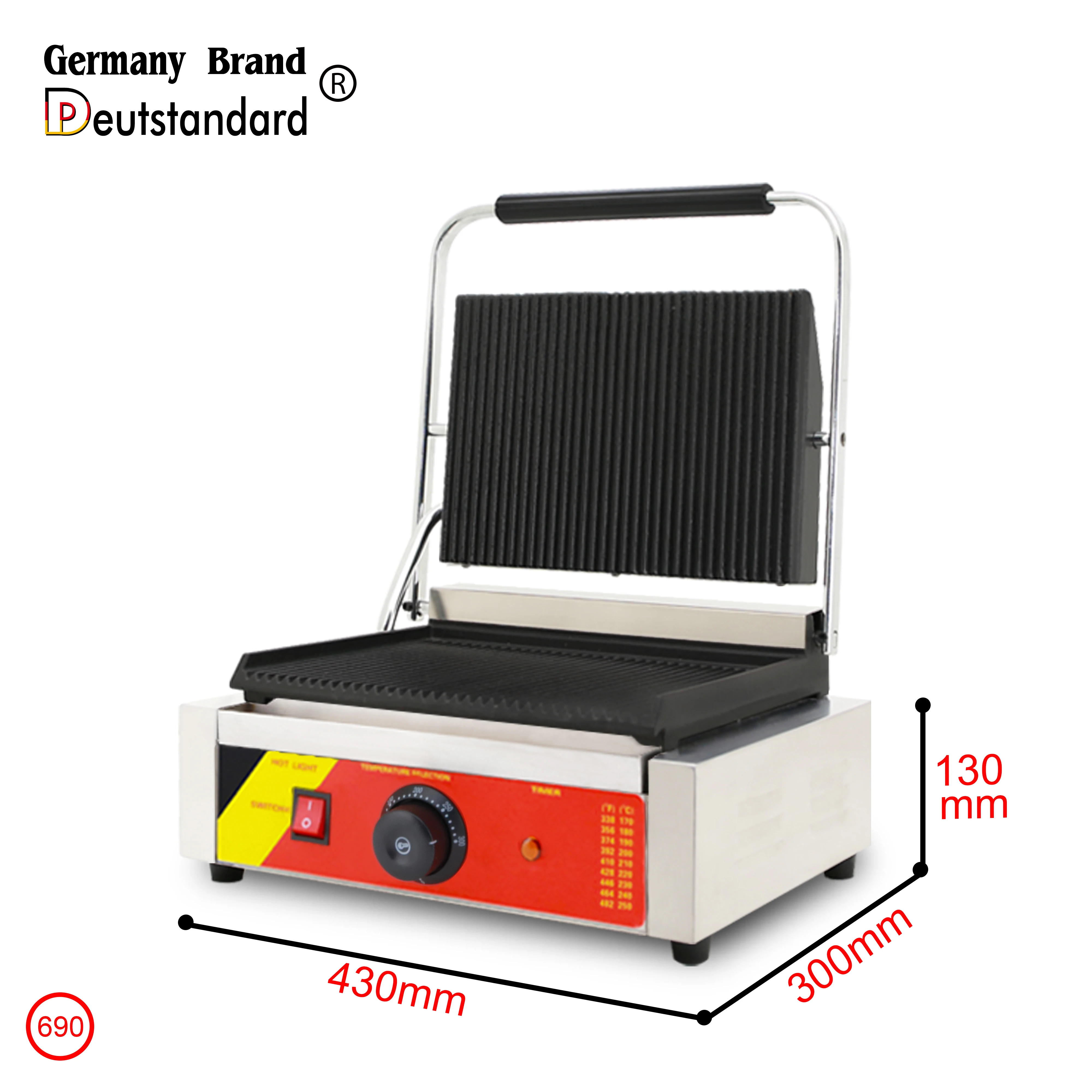 แผ่นเดี่ยว Non-Stick Cast Iron Panini Grills บาร์บีคิวไส้กรอก Burger Toast Beef สเต็กแซนวิช Panini PressGrills