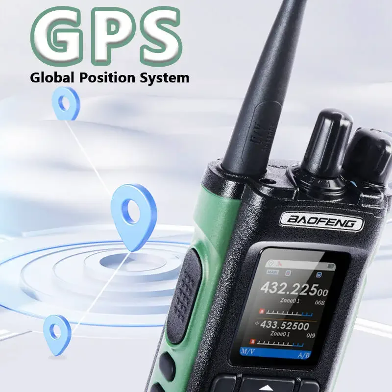 Baofeng UV-32 Walkie Talkie GPS 10W Bluetooth APP Programação Multi Banda Frequência de cópia rápida NOAA USB-C Rádio bidirecional de longo alcance