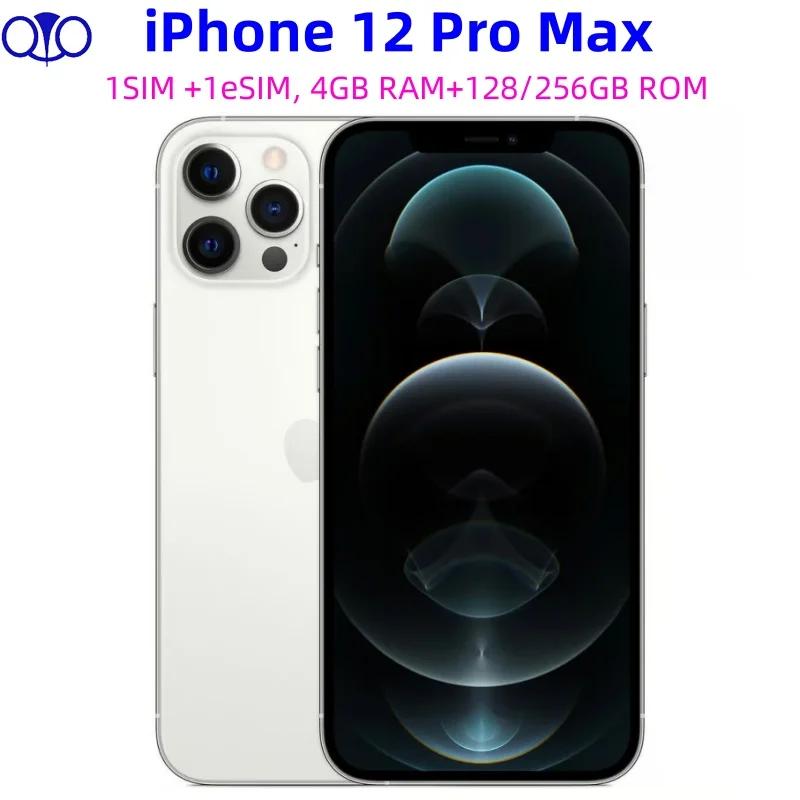 Apple-iPhone 12 Pro Max携帯電話,4GB RAM, 128 GB, 256GB,a14バイオニック,iOS,NFC, 5G,オリジナル,98% 新品,6.7インチ