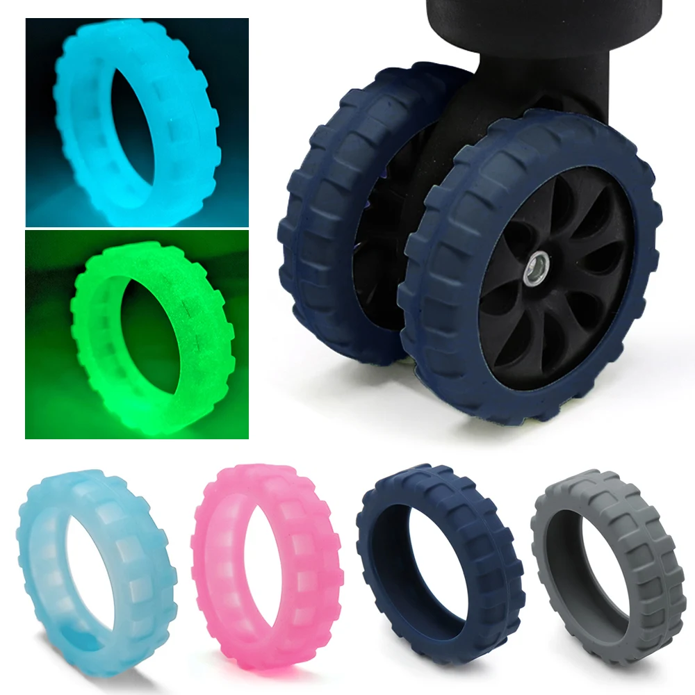 8Pcs Luminous Luggage Wheels Protector Silicone Wheels Caster Shoes Glow in the dark Luggage Suitcase Reduce Noise Wheels Cover