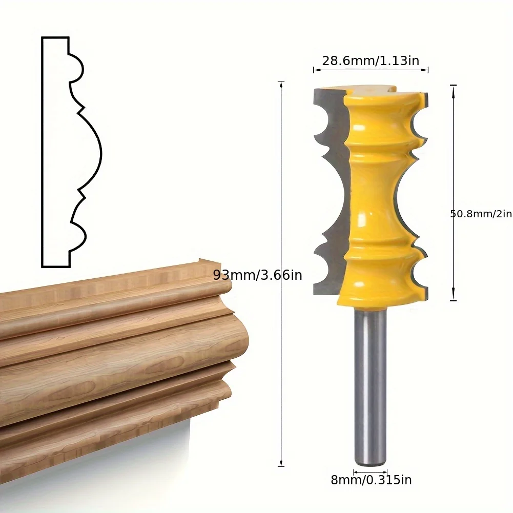 ‌1PC 8mm Shank Crown Molding Router Bit - Handrail & European-Style Trim for CNC Engraving & Precision Woodworking‌