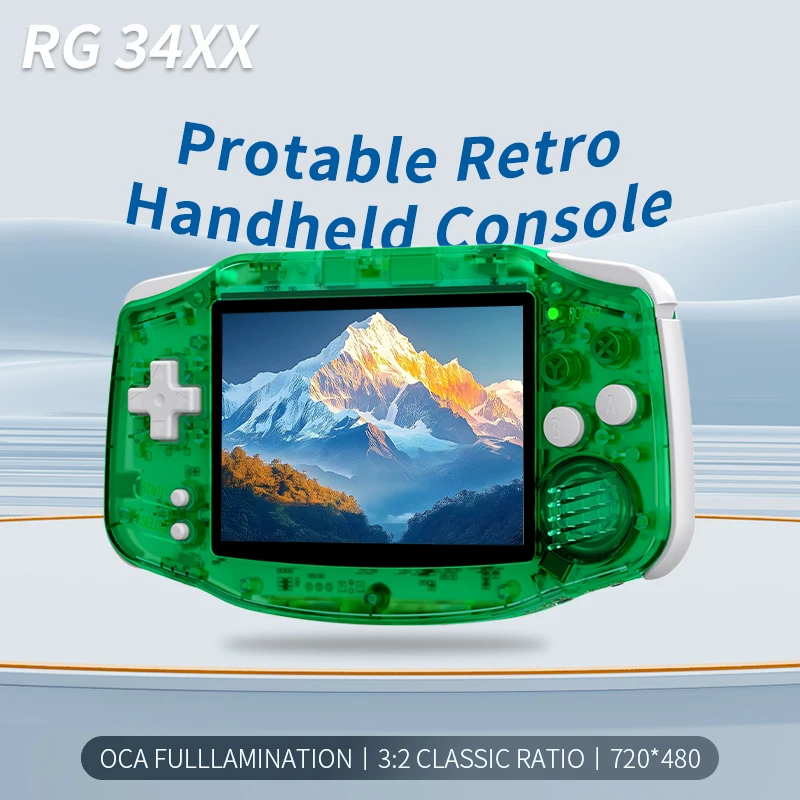 Console de jogos portátil Anbernic RG34XX com tela IPS de 3,4 polegadas 720*480, sistema Linux, compatível com HDMI, dispositivo de jogos com bateria de 3500mAh.