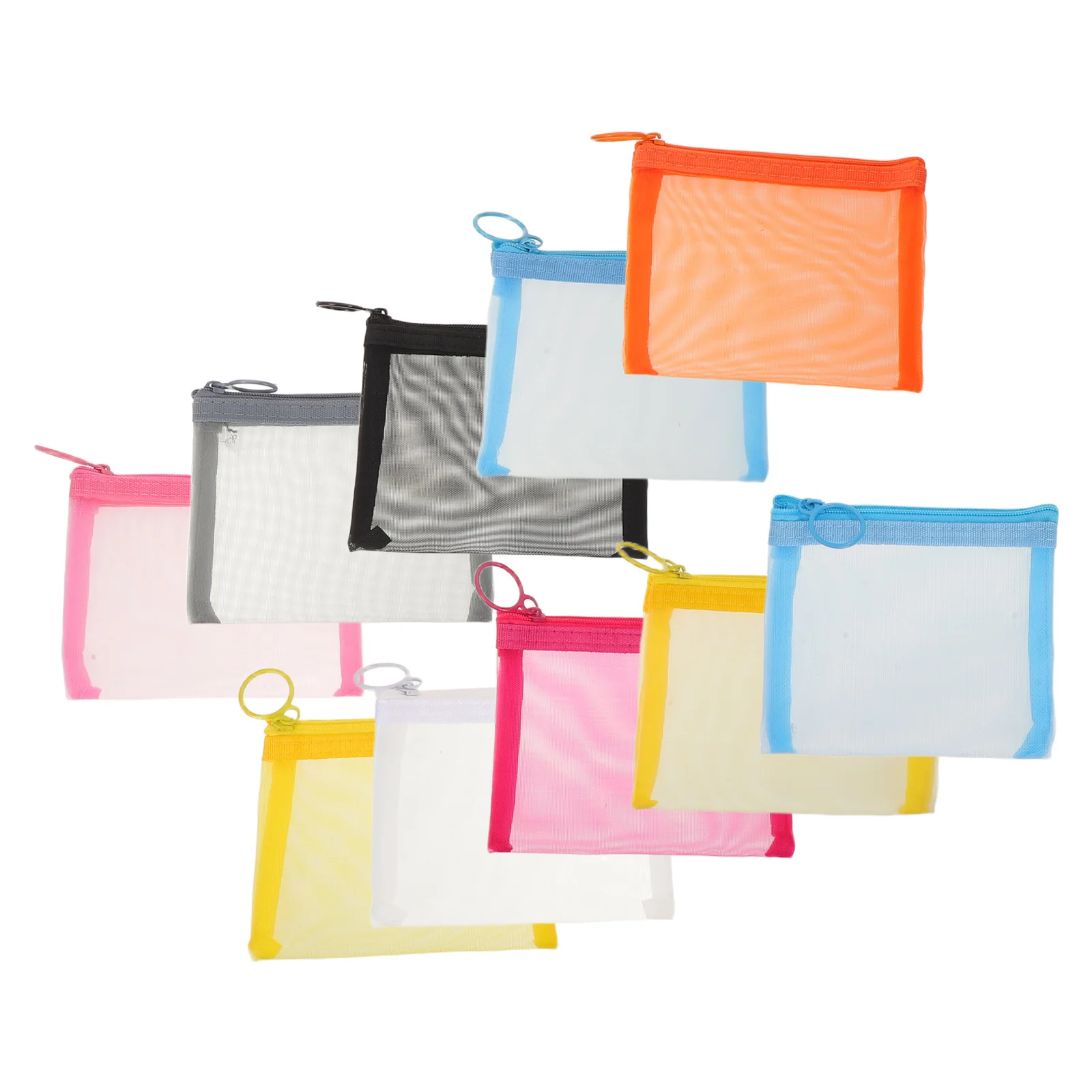 

10pcs Mini Storage Bag Pouch Compact Mesh Zipper Organizer For Makeup Travel Essentials Colored Portable Multi-Function Pouches