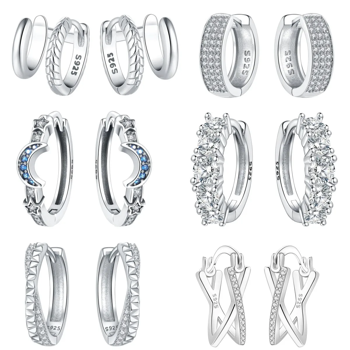 MISEFF S925 Sterling Silber Ohrringe, klassische, vielseitige Zirkon-Ohrringe, origineller Modeschmuck für Frauen, Geburtstagsgeschenk
