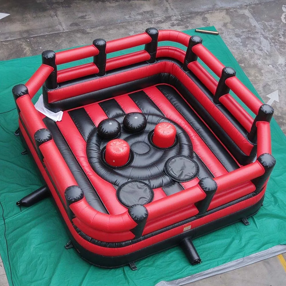 Portable Soft safe Black Inflatable Gladiator Jousting Platform Interactive Sport Games  Fighting Inflatable Arena Boxing Ring
