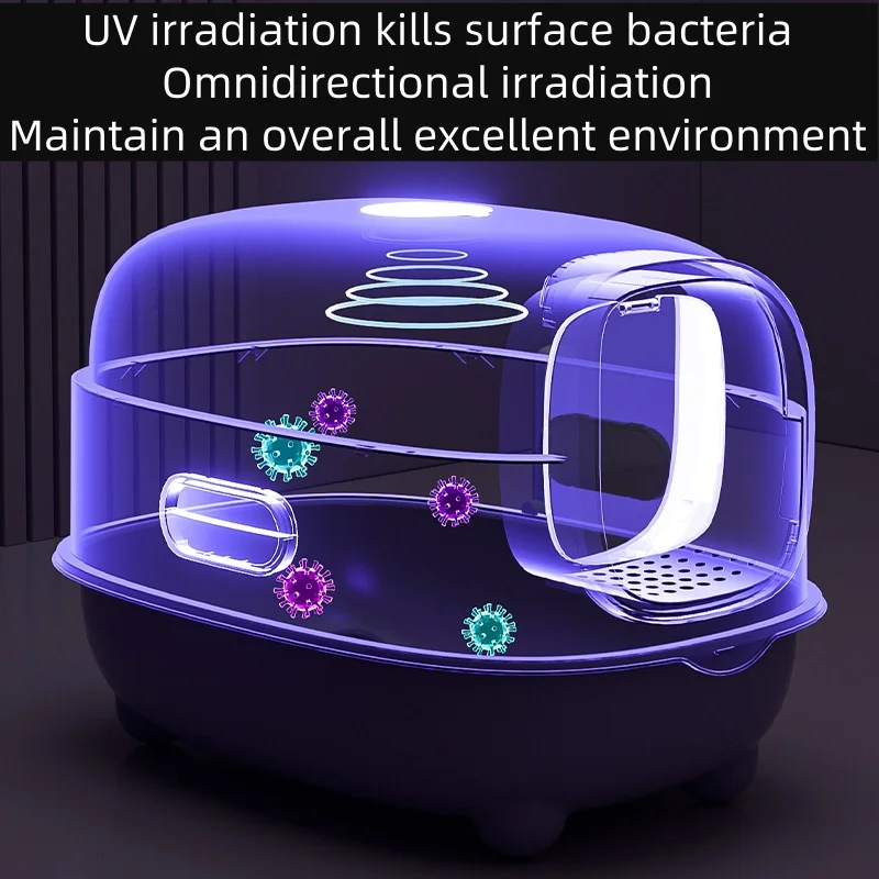 Katzentoilette, übergroß, wiederaufladbar, sterilisierendes Deodorant, vollständig geschlossene Toilette, großes Fassungsvermögen, UV-Sterilisation, Geruchsentfernung, Katze – Detail 2