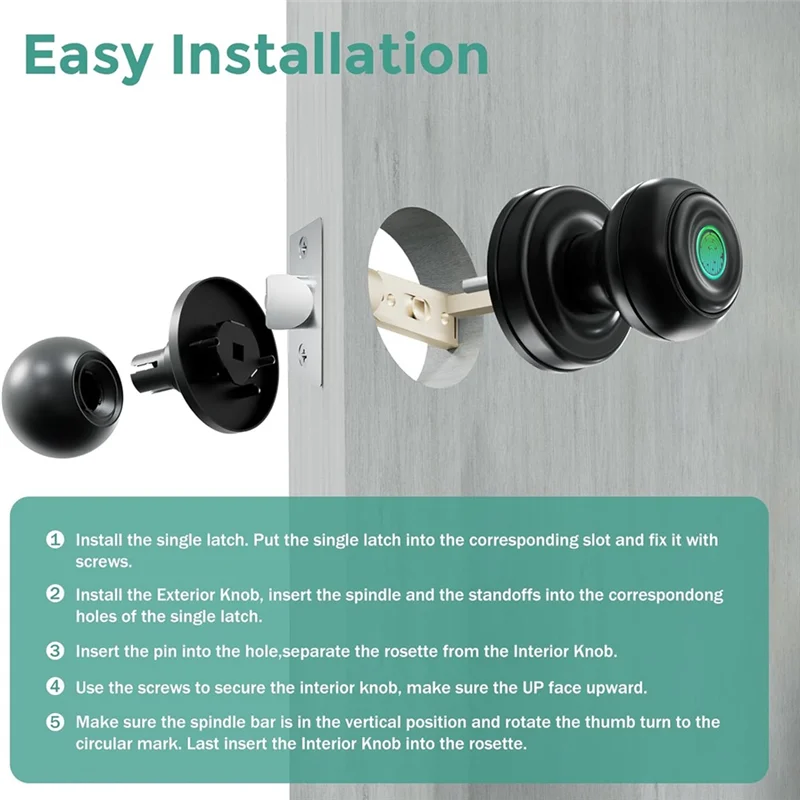 M20K Smart Door Knob,Tuya Door Lock  Great For Bedrooms, Apartments Offices, Hotels With App Control 1Set