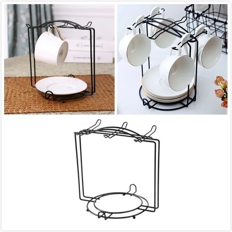 Coffee Cup Holder Hanging Partition Cup Holder Storage Rack Iron Cup Shelf Stand For Kitchen Counter Steel Display Stand