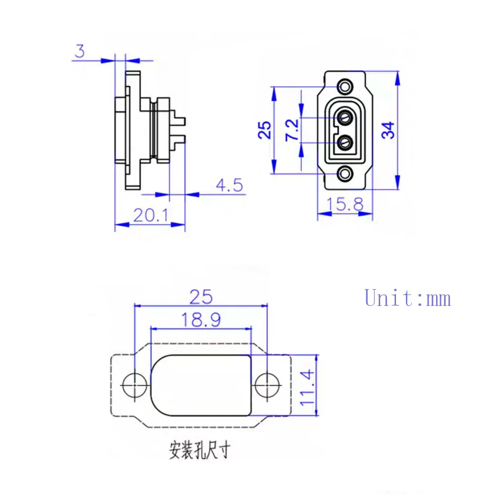 10Pcs XT60NE XT60 Female Panel Screw Fixed Mount Connector Power Socket Soldering Type for RC FPV Lipo Battery RC Quadcopter DIY
