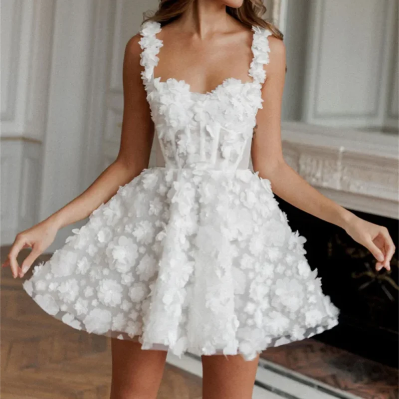 

Chiffon Skirt Party Dress Heart-Shaped Lead Dance Dress Knee-Length Elaborate Applique Party Dress Formal Occasion Dress