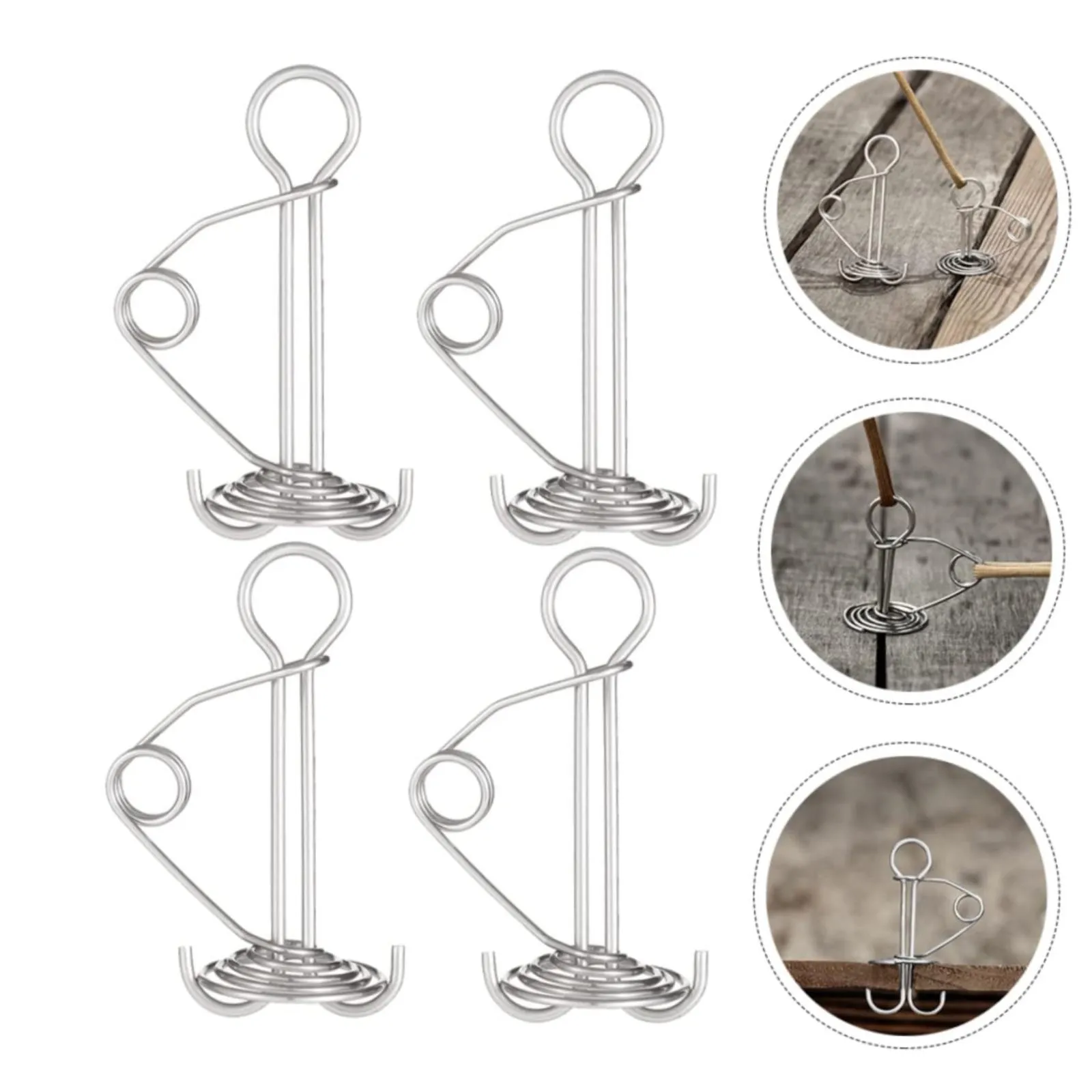 4PCS Fish Bone Tent Pegs Octopus Cleat Pegs Outdoor Tent Windproof Spring Wind Rope Buckle Stainless Steel Tent Rope Tensioner