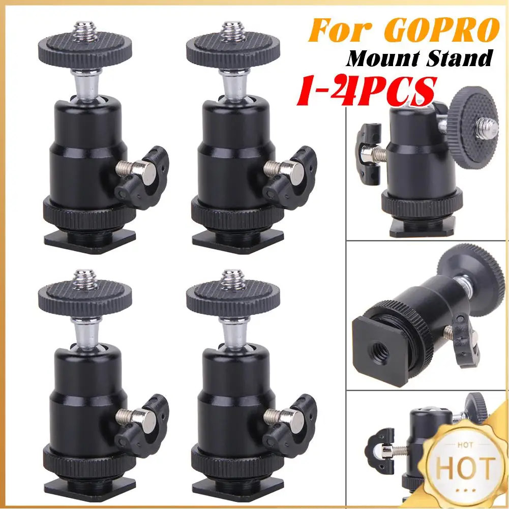 Aluminum Flash Tripod Mount 1/4 Hot Shoe Adapter Metal Cradle Ball Head with Lock Camera Accessories 360 Degree for GOPRO